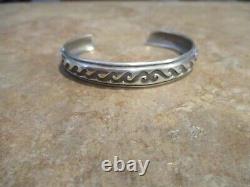 EARLY TOMMY SINGER (d.) Navajo Sterling Silver Overlay WAVE DESIGN Bracelet