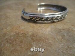 EARLY TOMMY SINGER (d.) Navajo Sterling Silver Overlay WAVE DESIGN Bracelet