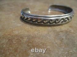 EARLY TOMMY SINGER (d.) Navajo Sterling Silver Overlay WAVE DESIGN Bracelet