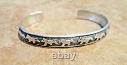 EARLY TOMMY SINGER (d.) Navajo Sterling Silver SEVEN HORSE Bracelet