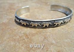 EARLY TOMMY SINGER (d.) Navajo Sterling Silver SEVEN HORSE Bracelet