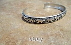 EARLY TOMMY SINGER (d.) Navajo Sterling Silver SEVEN HORSE Bracelet