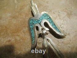 EARLY TOMMY SINGER (d.) Navajo Sterling Silver Turquoise & Coral Pin / Pendant