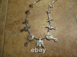 EARLY TOMMY SINGER (d.) Navajo Sterling THUNDERBIRD Squash Blossom Necklace