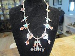 EARLY TOMMY SINGER (d.) Navajo Sterling THUNDERBIRD Squash Blossom Necklace