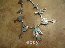 EARLY TOMMY SINGER (d.) Navajo Sterling THUNDERBIRD Squash Blossom Necklace