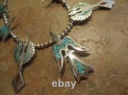 EARLY TOMMY SINGER (d.) Navajo Sterling THUNDERBIRD Squash Blossom Necklace