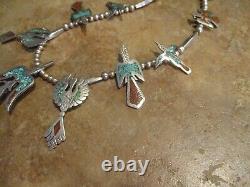 EARLY TOMMY SINGER (d.) Navajo Sterling THUNDERBIRD Squash Blossom Necklace