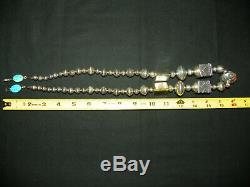 EARLY TOMMY THOMAS SINGER (1940-2014) STERLING SQUASH BLOSSOM NECKLACE 145g