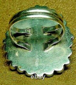 EARLY VINTAGE NAVAJO STERLING SILVER LARGE FINE KINGMAN TURQUOISE RING sz9.5