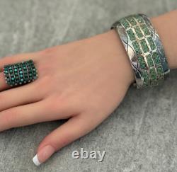 EARLY Vintage Navajo CHARLIE JOHN Turquoise Chip Inlay Sterling Bracelet 72+g