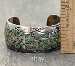 EARLY Vintage Navajo CHARLIE JOHN Turquoise Chip Inlay Sterling Bracelet 72+g