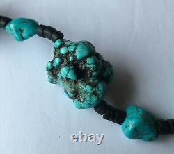 EARLY Vintage Santo Domingo Turquoise Nugget and Heishi Bead SQUAW Necklace 18