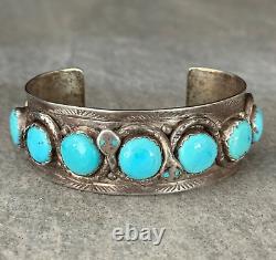 EARLY Vintage ZUNI EFFIE CALAVAZA Turquoise Sterling Silver LARGE Bracelet 80+g