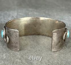 EARLY Vintage ZUNI EFFIE CALAVAZA Turquoise Sterling Silver LARGE Bracelet 80+g