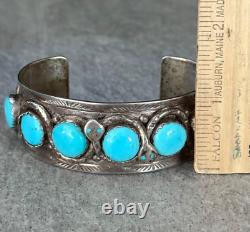 EARLY Vintage ZUNI EFFIE CALAVAZA Turquoise Sterling Silver LARGE Bracelet 80+g