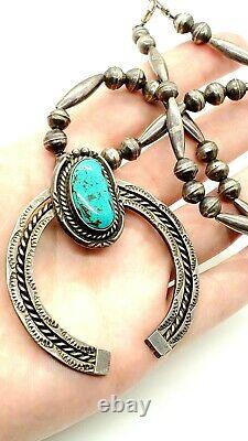 EARLY Vtg OLD PAWN Native American NAVAJO Sterling Silver NAJA Beaded Necklace