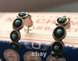 EARLY Zuni Sleeping Beauty Turquoise Hoop Earrings Sterling Silver 1