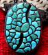 Exquisite Early Ellen Quandelacy Zuni Turquoise Fish Scale Sterling Silver Bolo