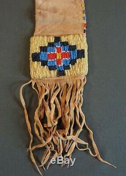 Early 1900 1920's Native American Unusually Small Size Beaded Pipe Bag