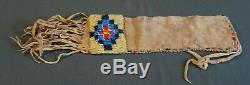 Early 1900 1920's Native American Unusually Small Size Beaded Pipe Bag