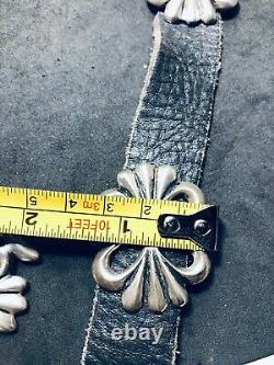 Early 1900 Antique Sand Cast Sterling Silver Native American Indian Concha Belt