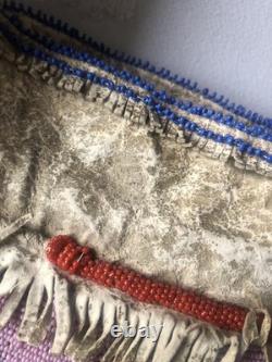 Early 1900 Native American Antique Fully Beaded Sides Woodlands Purse Ojibwe