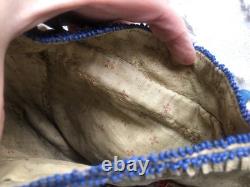 Early 1900 Native American Antique Fully Beaded Sides Woodlands Purse Ojibwe