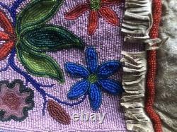 Early 1900 Native American Antique Fully Beaded Sides Woodlands Purse Ojibwe