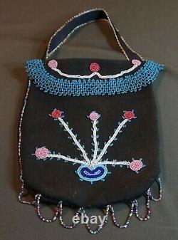 Early 1900 Native American Plains Crow Flathead Contour Beaded Bag