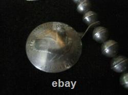 Early 1900 Navaj Silver Double-Hand Naja Silver Coin Squash Blossom NecklaceOld