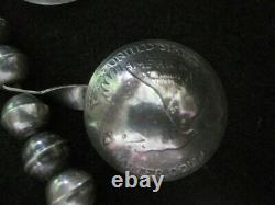 Early 1900 Navaj Silver Double-Hand Naja Silver Coin Squash Blossom NecklaceOld