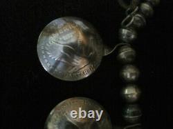 Early 1900 Navaj Silver Double-Hand Naja Silver Coin Squash Blossom NecklaceOld