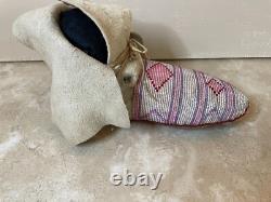 Early 1900's Antique Native American Central Plains Beaded Moccasins VGC