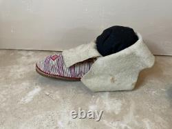 Early 1900's Antique Native American Central Plains Beaded Moccasins VGC