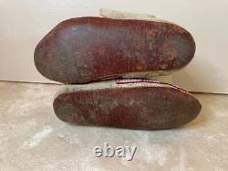 Early 1900's Antique Native American Central Plains Beaded Moccasins VGC