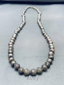 Early 1900's Hand Tooled Vintage Navajo Coin Or Sterling Silver Necklace Old