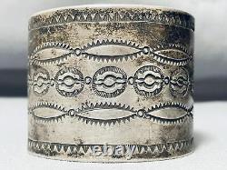 Early 1900's Hand Tooled Vintage Sterling Silver Bracelet Cuff