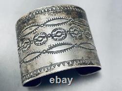 Early 1900's Hand Tooled Vintage Sterling Silver Bracelet Cuff