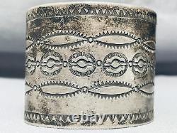 Early 1900's Hand Tooled Vintage Sterling Silver Bracelet Cuff