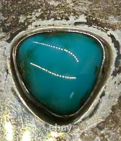 Early 1900's Hopi MORRIS ROBINSON Hand Crafted Sterling & Turquoise Belt Buckle