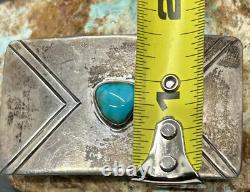 Early 1900's Hopi MORRIS ROBINSON Hand Crafted Sterling & Turquoise Belt Buckle