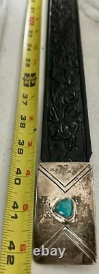 Early 1900's Hopi MORRIS ROBINSON Hand Crafted Sterling & Turquoise Belt Buckle