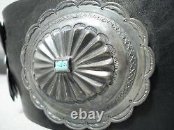 Early 1900's Museum Vintage Navajo Turquoise Sterling Silver Concho Belt Old