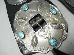 Early 1900's Museum Vintage Navajo Turquoise Sterling Silver Concho Belt Old
