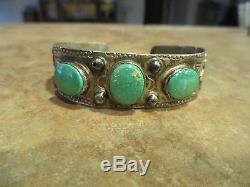 Early 1900's NAVAJO 900 Coin Silver PREMIUM Turquoise THUNDER BIRD Bracelet