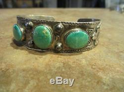 Early 1900's NAVAJO 900 Coin Silver PREMIUM Turquoise THUNDER BIRD Bracelet