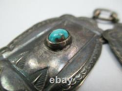 Early 1900's NAVAJO CONCHO BELT Necklace 32.5 Turquoise Sterling Silver 181D
