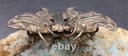 Early 1900's Navajo Hand Stamped Large Sterling Silver Butterfly Brooch Pin SEE