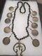 Early 1900's Navajo Indian Barber 1/2 Dollar Silver Coin Squash Blossom Necklace